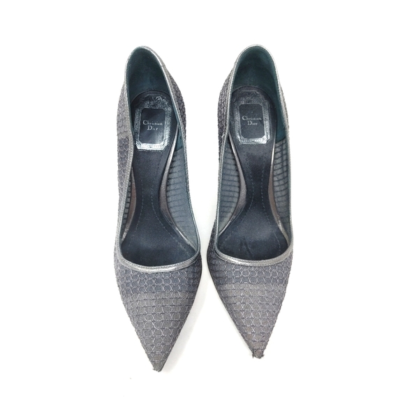 Christian Dior Essence Charcoal Mesh Pointed Toe Pumps Size 35 1/2 - Picture 10 of 11